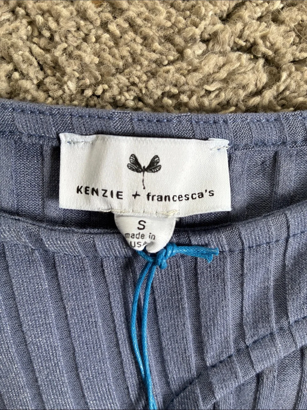 Francesca's Collections Ribbed One-Shoulder Tie-Front Crop Top - Slate Blue